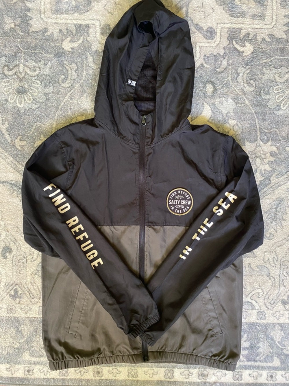 Salty Crew Black/Charcoal Hooded Shell Jacket